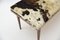 Scandinavian Wood Bench with Cowhide Seat, 1960s 7