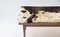 Scandinavian Wood Bench with Cowhide Seat, 1960s, Image 5