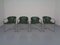 Italian Green Leather Cantilever Chairs, 1970s, Set of 4 1