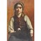 Young Woman Portrait with Copper Vase, Oil Painting, Early 20th Century 2