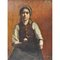 Retrato de mujer joven con jarrón de cobre, pintura al óleo, principios del siglo XX, Imagen 3