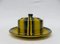 Black & Yellow Enameled Butter Dish with Spray Decoration, 1920s 2