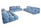 Azure Corduroy Velvet Camaleonda Modular Sofa by Mario Bellini for B&B Italia / C&B Italia, 1976, Set of 6 2