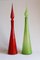 Tall Tuscan Hand Blown Glass Decanters from Empoli, 1960s, Set of 2 1