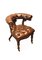 Antiker Bibliotheksstuhl mit geschnitztem Rücken aus braunem Leder & Mahagoni & geschnitztem Gestell 3