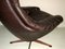 Mid-Century Dark Brown Leather & Rosewood Swivel Lounge Chair by H. W. Klein for Bramin, 1960s, Image 4