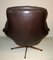 Mid-Century Dark Brown Leather & Rosewood Swivel Lounge Chair by H. W. Klein for Bramin, 1960s, Image 6