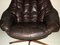 Mid-Century Dark Brown Leather & Rosewood Swivel Lounge Chair by H. W. Klein for Bramin, 1960s, Image 2