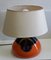 Lámpara de mesa vintage de cerámica naranja y marrón con pantalla de tela beige oval de Bjørn Wiinblad para Rosenthal, años 60, Imagen 2