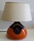 Lámpara de mesa vintage de cerámica naranja y marrón con pantalla de tela beige oval de Bjørn Wiinblad para Rosenthal, años 60, Imagen 1
