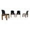 Modell 121 Esszimmerstühle aus Nussholz & schwarzem Leder Modell 778 von Tobia & Afra Scarpa für Cassina, 1968, 5er Set 6