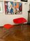 Chromed and Red Large Diamond Chair and Ottoman by Harry Bertoia for Knoll, Set of 2 2