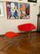 Chromed and Red Large Diamond Chair and Ottoman by Harry Bertoia for Knoll, Set of 2, Image 2