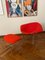Chromed and Red Large Diamond Chair and Ottoman by Harry Bertoia for Knoll, Set of 2 3