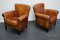 Vintage Dutch Cognac Colored Leather Club Chairs, Set of 2 2