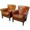 Club chair vintage in pelle color cognac, Olanda, set di 2, Immagine 1