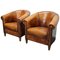 Club chair vintage in pelle color cognac, Olanda, set di 2, Immagine 1