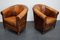 Club chair vintage in pelle color cognac, Olanda, set di 2, Immagine 3