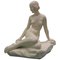 Art Deco Keramikskulptur von Nude Woman Sitting, 1940er 1