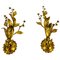 Goldene Florentiner Blumen Wandlampen von Banci, Italien, 1970er, 2er Set 1