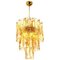 Brass Clear and Amber Spiral Glass Chandelier from Doria, 1970s, Image 1