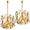 Large Chandeliers in Citrus Swirl Smoked Glass from Kalmar, Austria, 1969, Set of 2 1