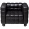 Sillón Club Kubus de cuero negro de Josef Hoffmann, Imagen 1