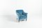 Mid-Century Swedish Modern Blue Velvet Lounge Chair, 1950s, Image 1