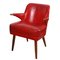 English Red Leather Armchair, 1950s 1