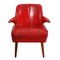 English Red Leather Armchair, 1950s, Image 3