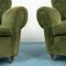 Vintage Wood & Green Velvet Lounge Chairs, 1950s, Set of 2 9