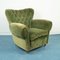 Vintage Wood & Green Velvet Lounge Chairs, 1950s, Set of 2, Image 3