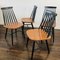 Ilmari Tapiovaara Style Spindle Back Dining Chairs, 1960s, Set of 4 6