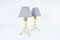Danish Brass Tripod Table Lamps with Gray Lampshades, 1960s, Set of 2 5