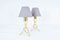 Danish Brass Tripod Table Lamps with Gray Lampshades, 1960s, Set of 2, Image 5