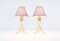 Danish Brass Tripod Table Lamps with Gray Lampshades, 1960s, Set of 2 8
