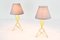 Danish Brass Tripod Table Lamps with Gray Lampshades, 1960s, Set of 2 9