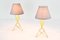Danish Brass Tripod Table Lamps with Gray Lampshades, 1960s, Set of 2, Image 9