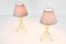 Lámparas de mesa trípode danesas de latón con pantallas grises, años 60. Juego de 2, Imagen 10