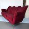 Vintage Italian Red Velvet Sofa in the Style of Guglielmo Ulrich, 1950s 9