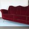 Italienisches Rotes Vintage Samt Sofa im Stil von Guglielmo Ulrich, 1950er 10