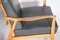 Brown and Grey Oak and Leather Armchairs, 1940s, Set of 2, Image 6