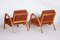 Brown and Red Oak Armchairs by Jan Vanek, 1940s, Set of 2 8