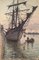 Sailing Ship In the Harbour, Original Watercolor, 1929 1