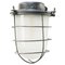 Mid-Century Industrial Gray Metal & Frosted Glass Pendant Lamp 1