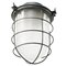 Mid-Century Industrial Gray Metal & Frosted Glass Pendant Lamp, Image 3