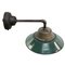 Mid-Century Industrial Petrol Green Enamel & Glass Sconce with Cast Iron Arm 3