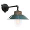 Mid-Century Industrial Petrol Green Enamel & Glass Sconce with Cast Iron Arm 2