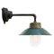 Mid-Century Industrial Petrol Green Enamel & Glass Sconce with Cast Iron Arm 1