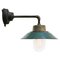 Mid-Century Industrial Petrol Green Enamel & Glass Sconce with Cast Iron Arm, Image 1